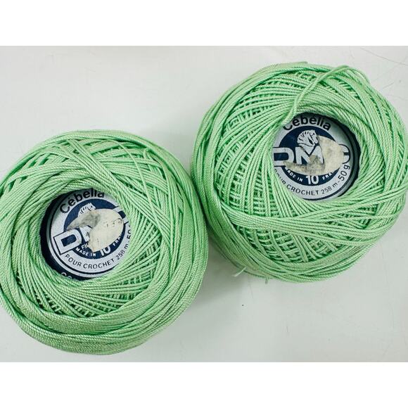 DMC Cebelia Crochet 100% Mercerized Cotton Size 10 NILE GREEN 955 (2) Balls - Picture 1 of 4